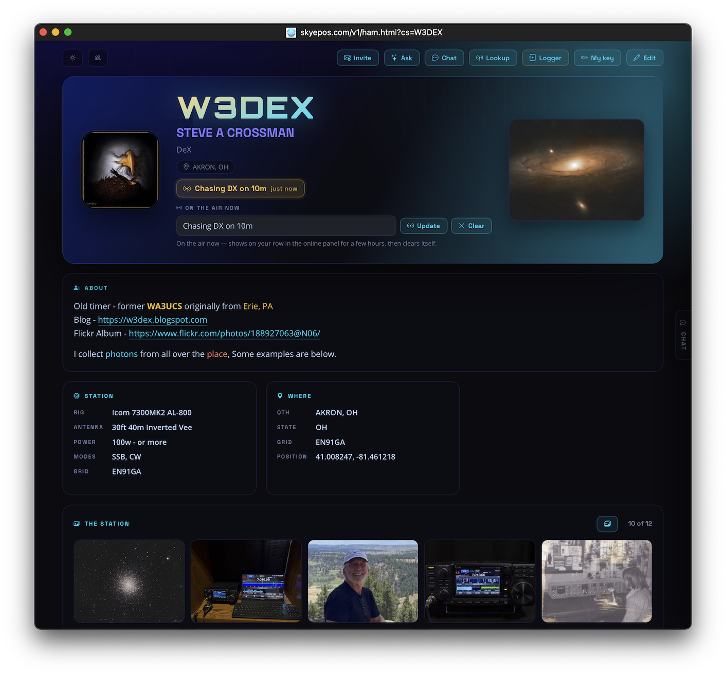 An operator profile page with its image gallery